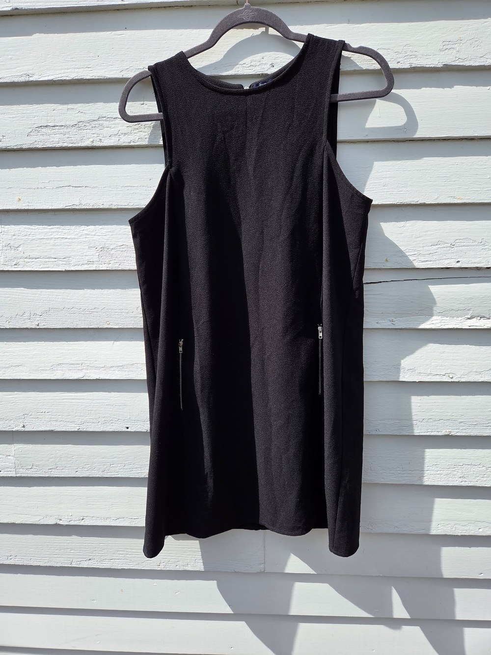one clothing Black Sleeveless Mini Dress with Zip Accents